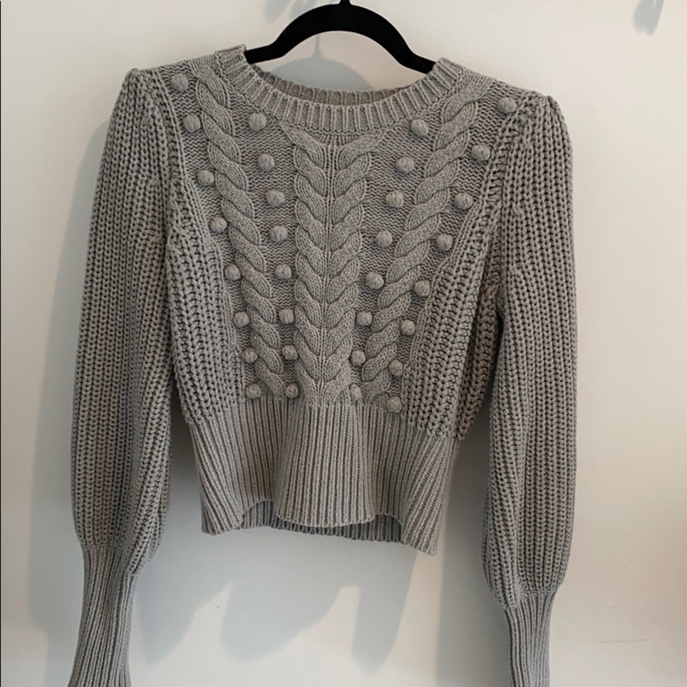 Grey Cropped Knit Sweater